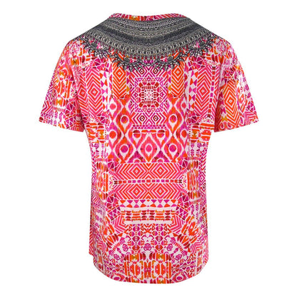 Pink-Orange-Grey - Back - Inoa Womens-Ladies Shiraz-1923 T-Shirt