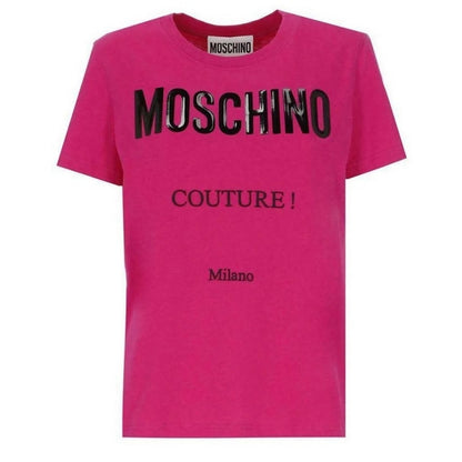 Pink - Front - Moschino Mens Couture Gloss Logo T-Shirt