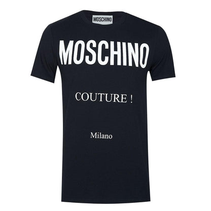 Black - Front - Moschino Mens Couture Milano T-Shirt