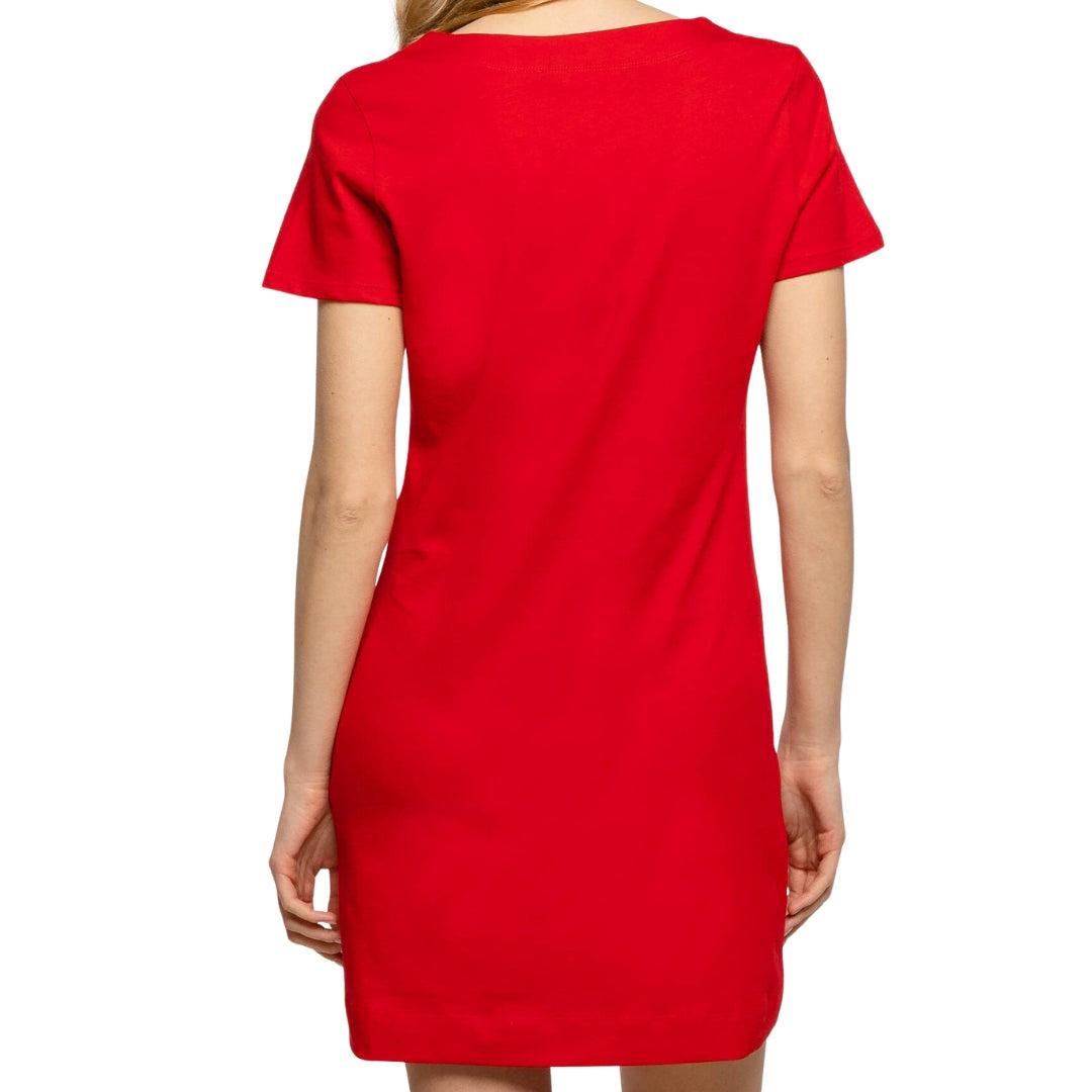 Red - Back - Love Moschino Womens-Ladies Logo T-Shirt Dress