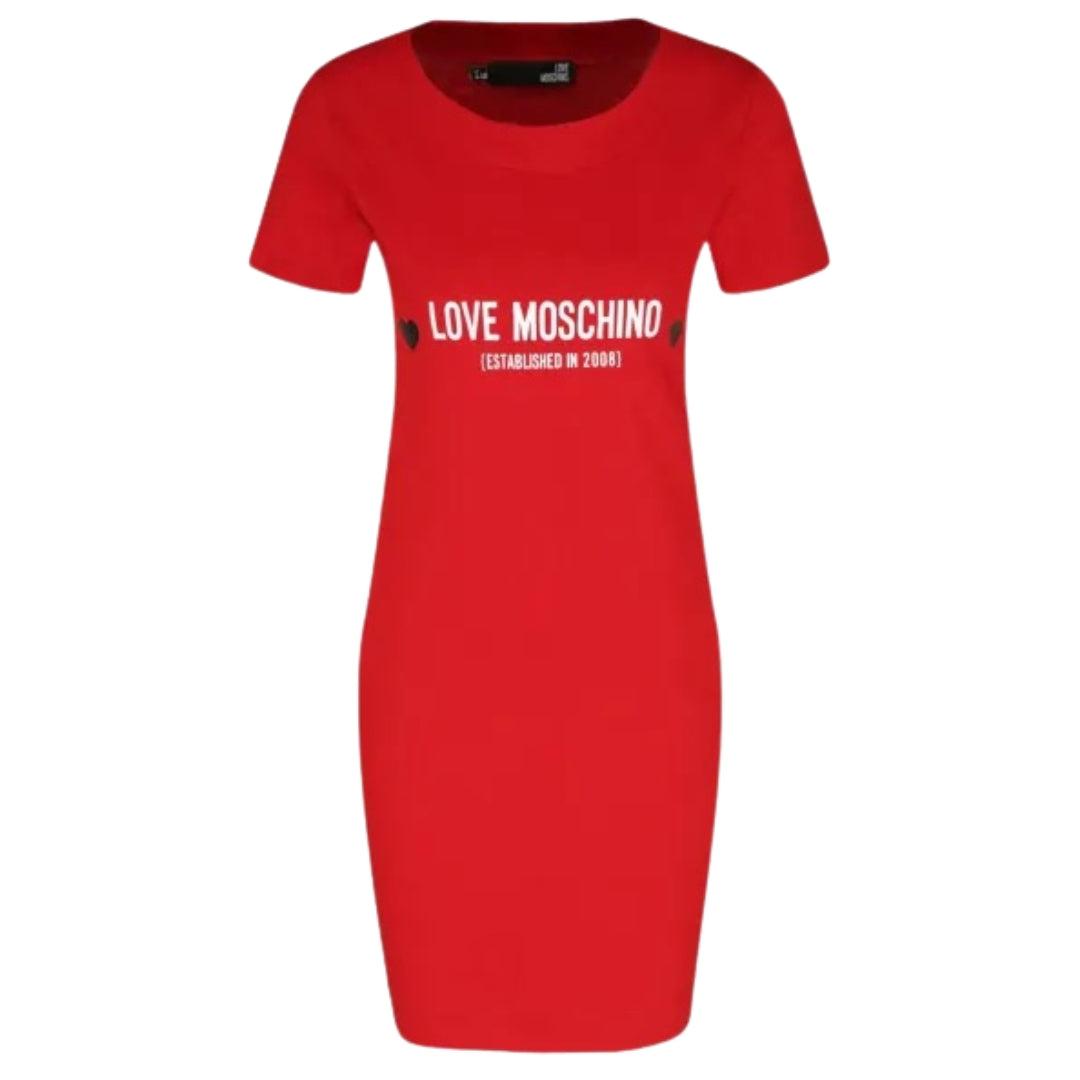Red - Front - Love Moschino Womens-Ladies Logo T-Shirt Dress