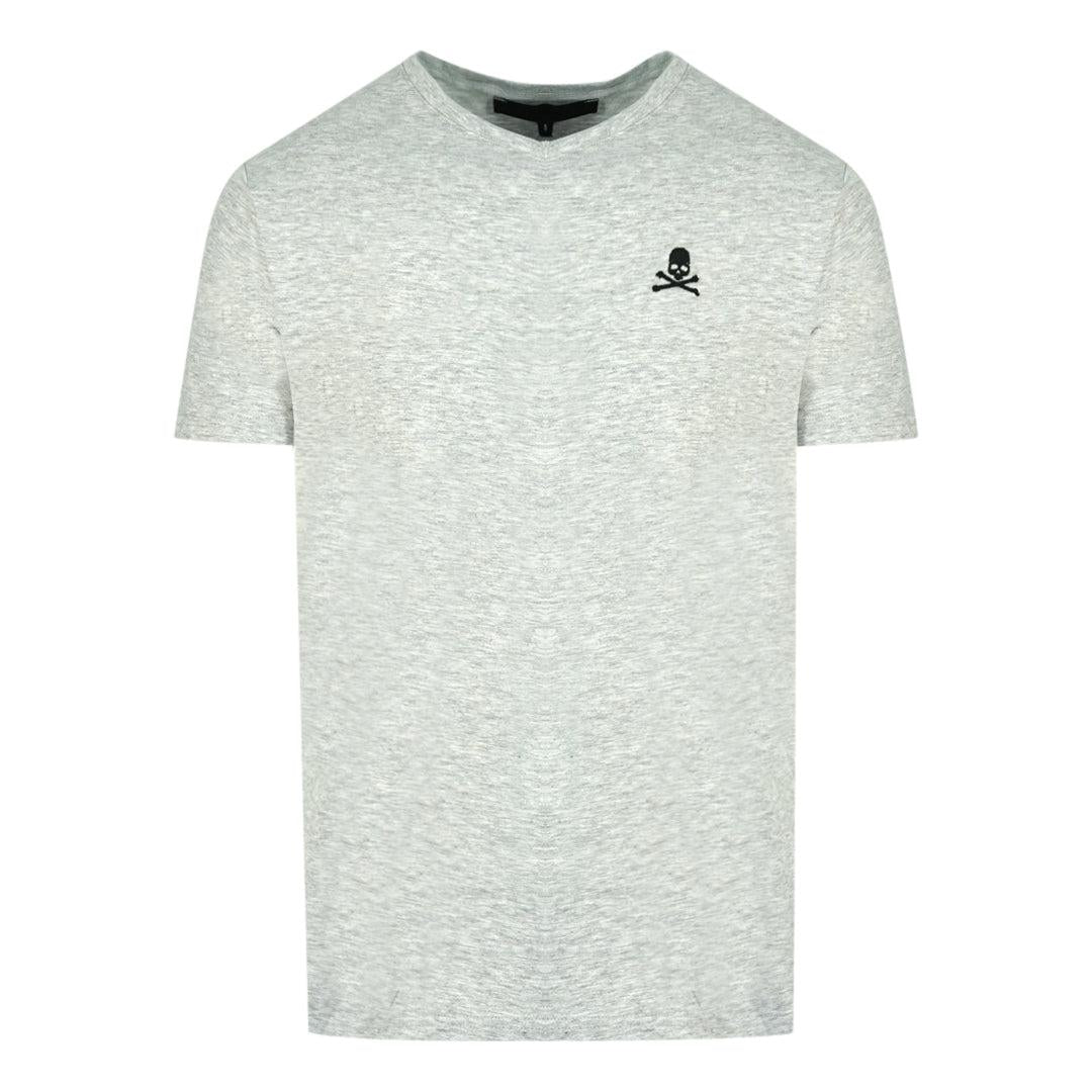 Grey - Front - Philipp Plein Mens Skull And Crossbones V Neck T-Shirt