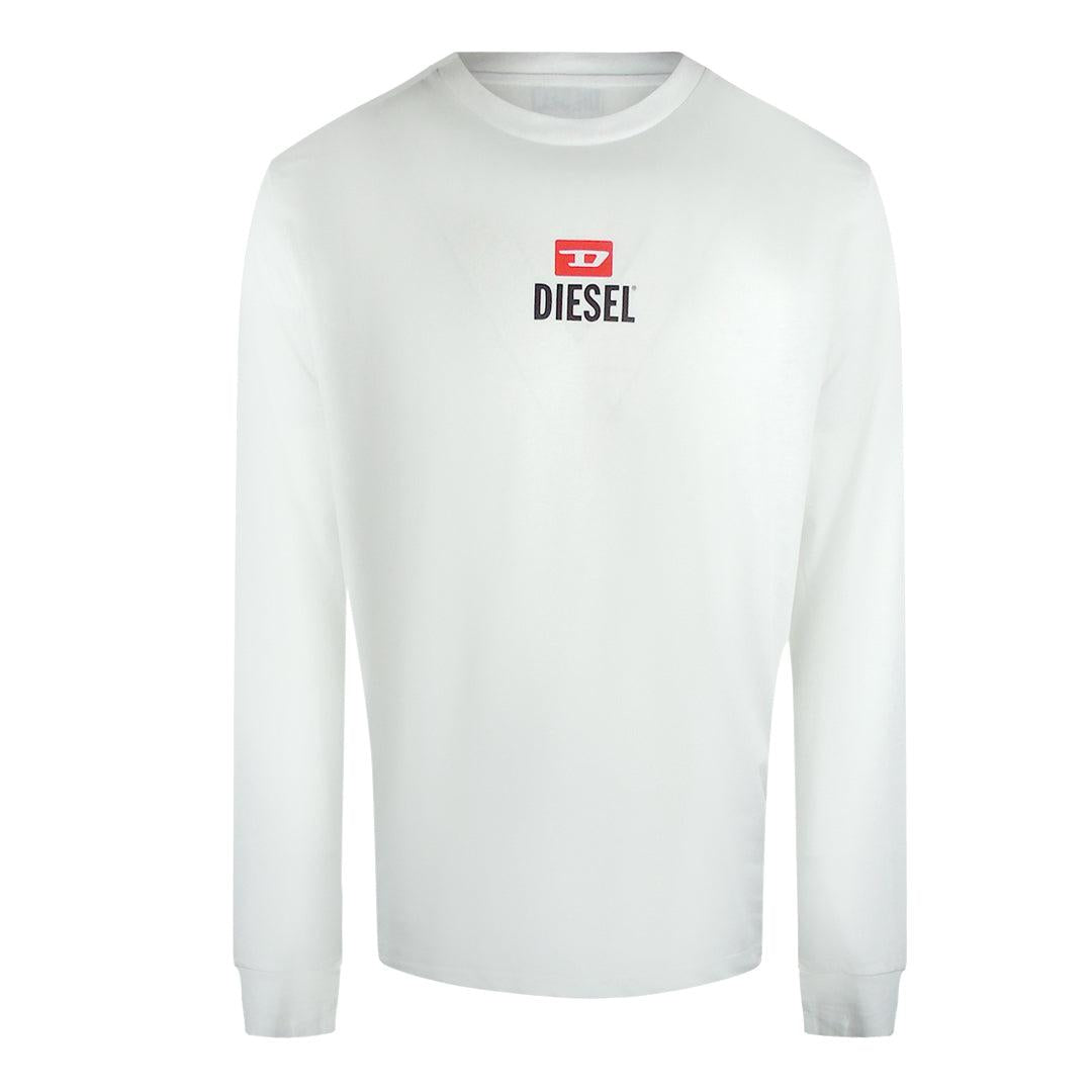 White - Front - Diesel Unisex Adult New D Logo Long-Sleeved T-Shirt