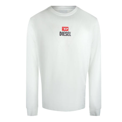 White - Front - Diesel Unisex Adult New D Logo Long-Sleeved T-Shirt