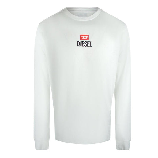 White - Front - Diesel Unisex Adult New D Logo Long-Sleeved T-Shirt