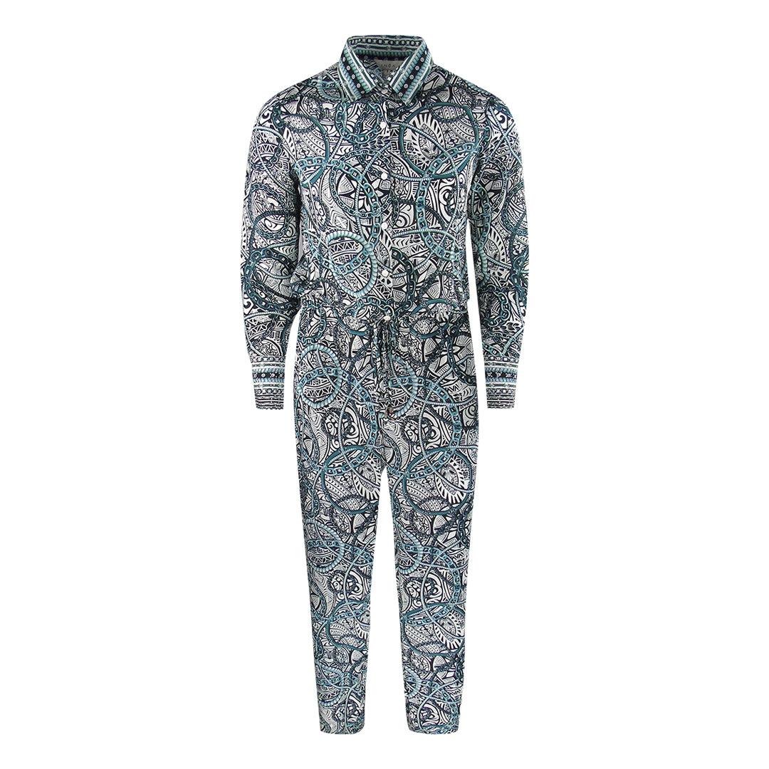 White-Blue-Black - Front - Inoa Womens-Ladies Fashion Jafari Jogger Jumpsuit