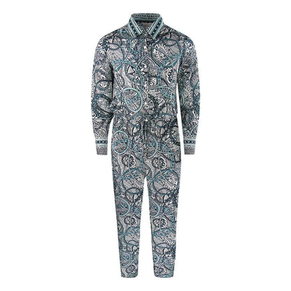 White-Blue-Black - Front - Inoa Womens-Ladies Fashion Jafari Jogger Jumpsuit