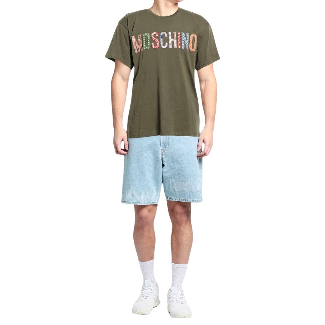 Green - Back - Moschino Mens Embroidered Logo T-Shirt