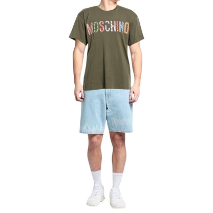 Green - Back - Moschino Mens Embroidered Logo T-Shirt