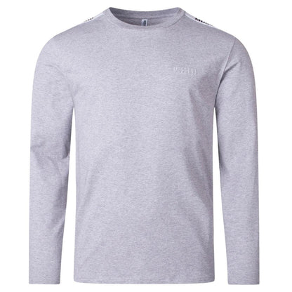 Grey - Pack Shot - Moschino Mens Taped Shoulders Long-Sleeved T-Shirt