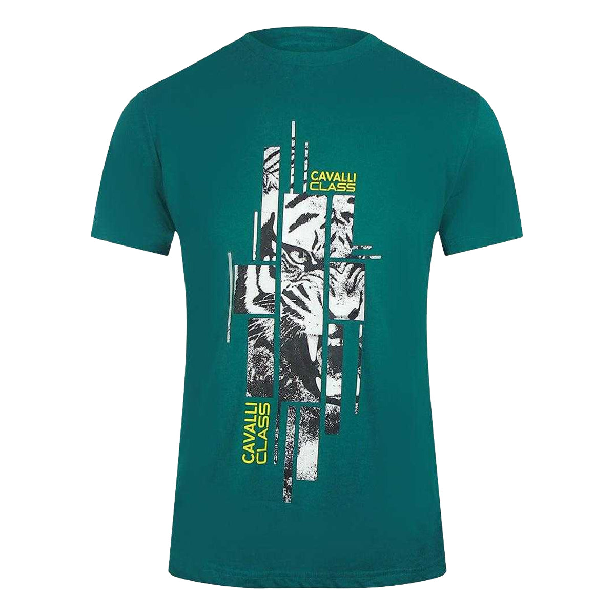 Green - Front - Cavalli Class Mens Abstract Logo T-Shirt