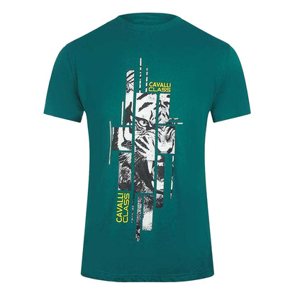 Green - Front - Cavalli Class Mens Abstract Logo T-Shirt