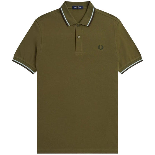 Dark Green - Front - Fred Perry Mens Double Tipped Collar Polo Shirt