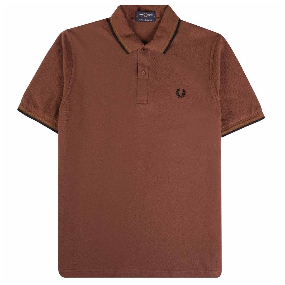 Maroon - Front - Fred Perry Mens Double Tipped Collar Polo Shirt