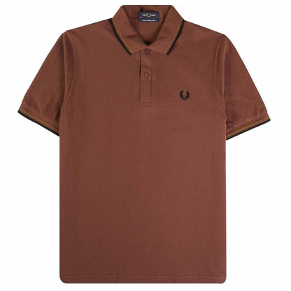 Maroon - Front - Fred Perry Mens Double Tipped Collar Polo Shirt