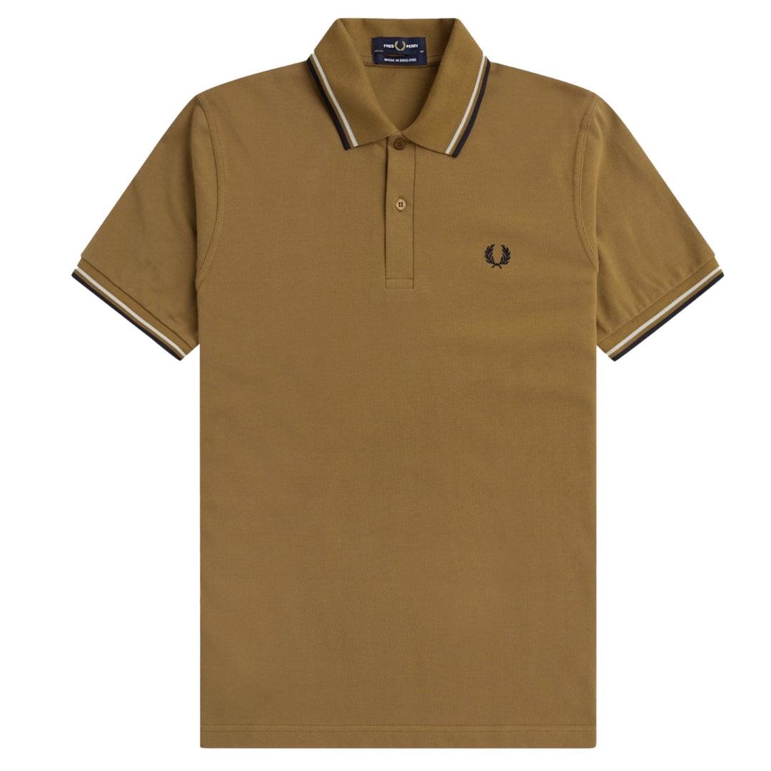 Brown - Front - Fred Perry Mens Double Tipped Collar Polo Shirt