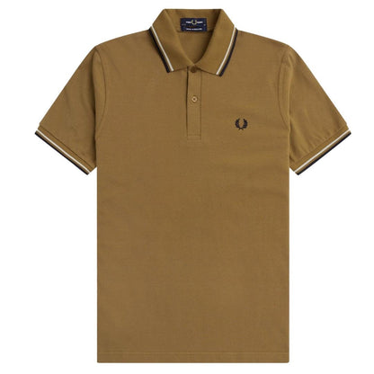 Brown - Front - Fred Perry Mens Double Tipped Collar Polo Shirt