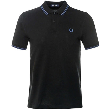 Black - Front - Fred Perry Mens Double Tipped Collar Polo Shirt