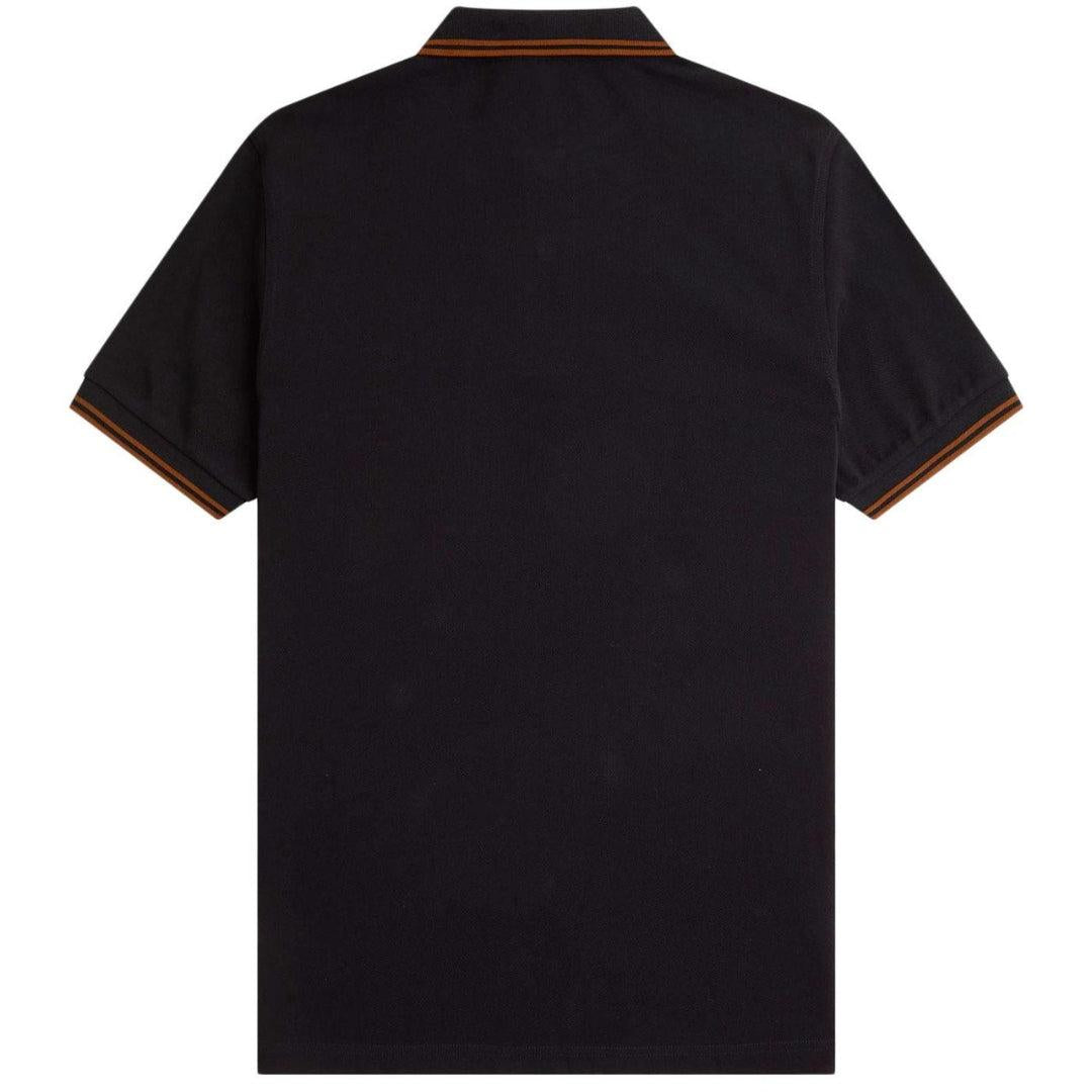 Black - Side - Fred Perry Mens Double Tipped Collar Polo Shirt