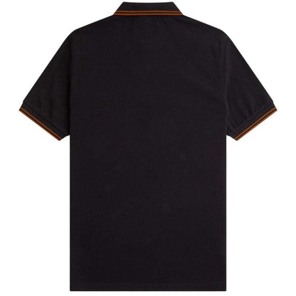 Black - Side - Fred Perry Mens Double Tipped Collar Polo Shirt