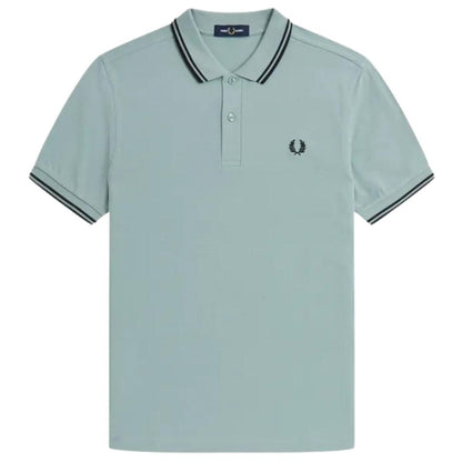 Light Blue - Front - Fred Perry Mens Double Tipped Collar Polo Shirt