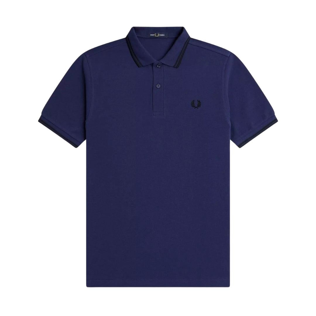 French Navy - Front - Fred Perry Mens Double Tipped Collar Polo Shirt