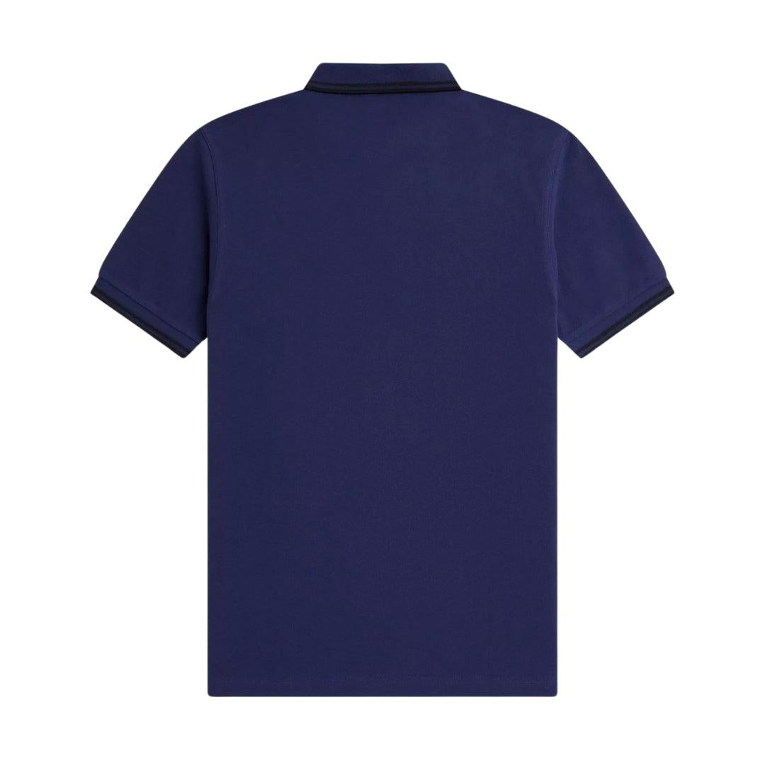 French Navy - Back - Fred Perry Mens Double Tipped Collar Polo Shirt