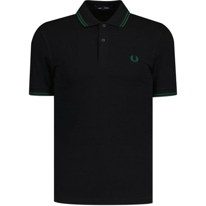 Black - Back - Fred Perry Mens Double Tipped Collar Polo Shirt