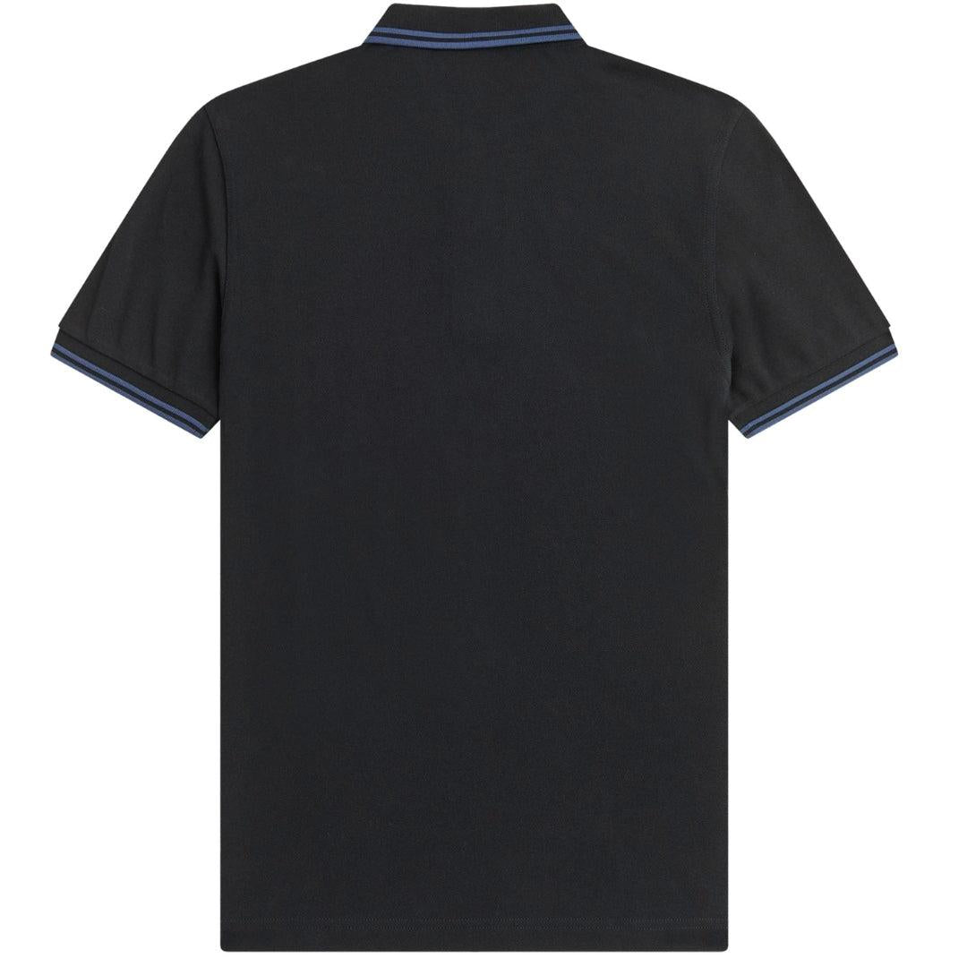 Black - Pack Shot - Fred Perry Mens Double Tipped Collar Polo Shirt