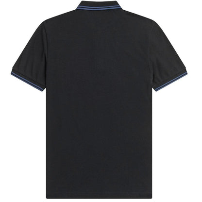Black - Pack Shot - Fred Perry Mens Double Tipped Collar Polo Shirt