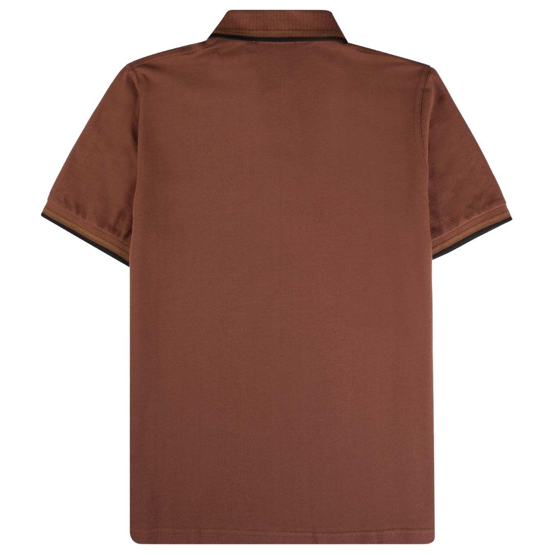 Maroon - Back - Fred Perry Mens Double Tipped Collar Polo Shirt