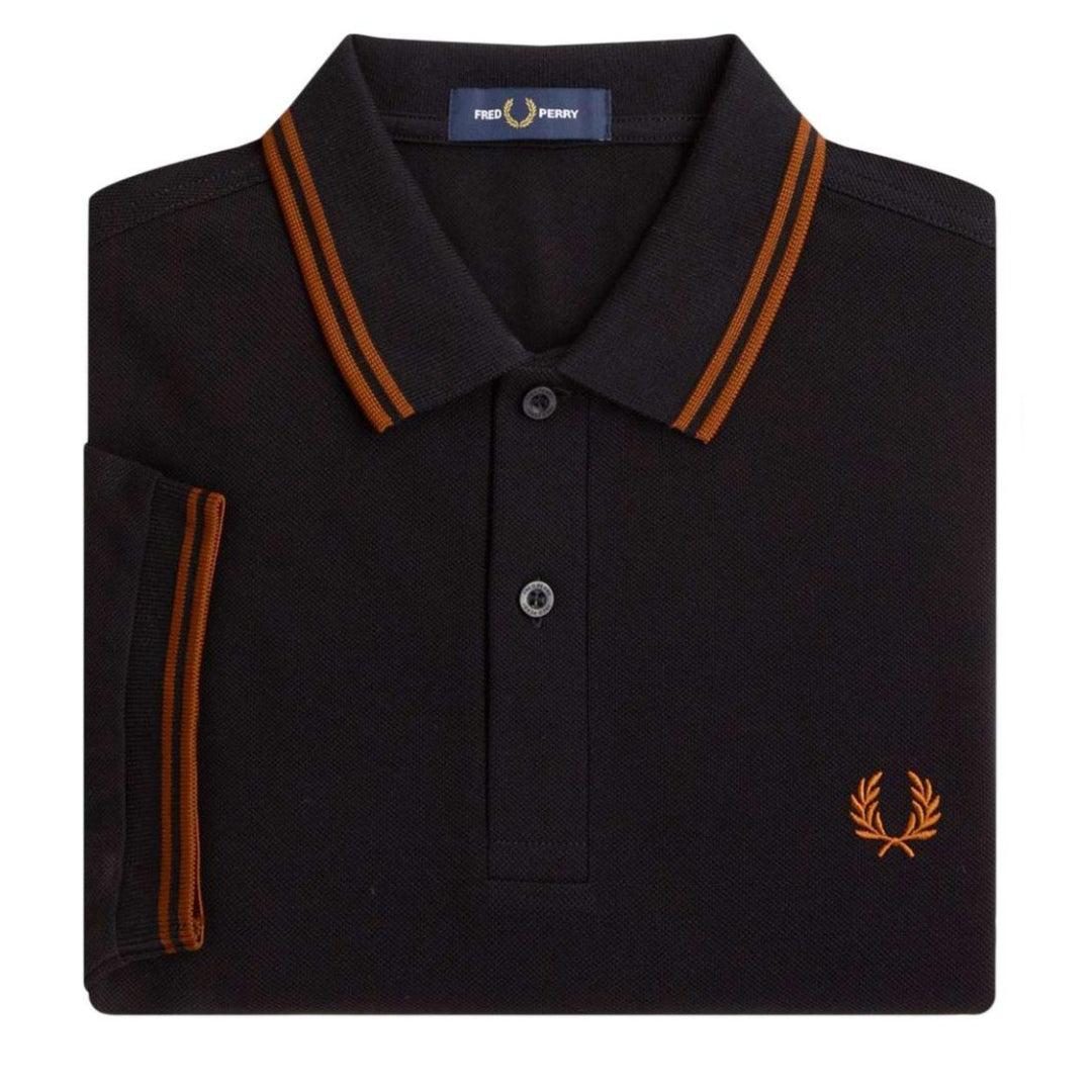 Black - Close up - Fred Perry Mens Double Tipped Collar Polo Shirt
