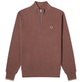 Brick Brown - Close up - Fred Perry Unisex Adult Half Zip Sweatshirt