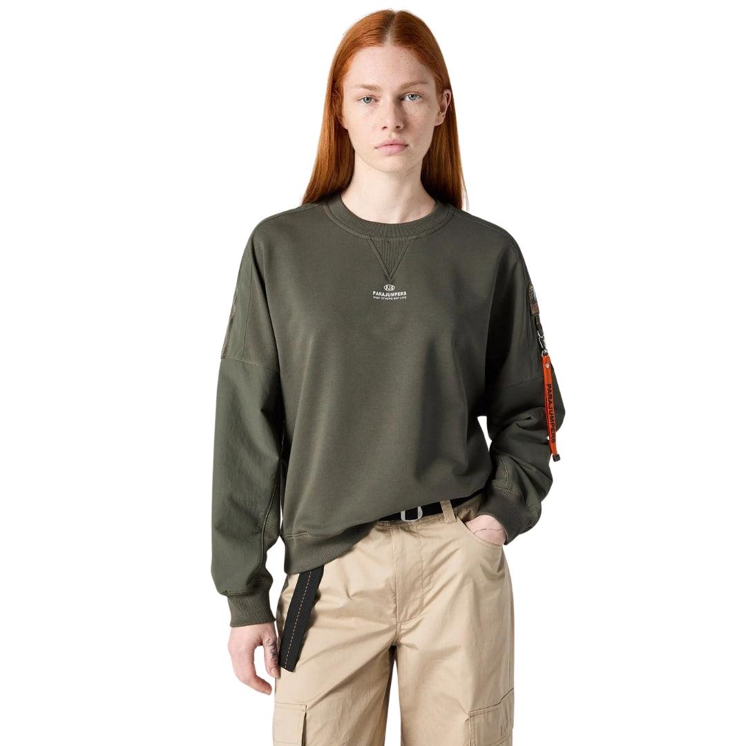 Dark Mud Grey-Dark Mud Grey - Front - Parajumpers Womens-Ladies New Lety Sweatshirt