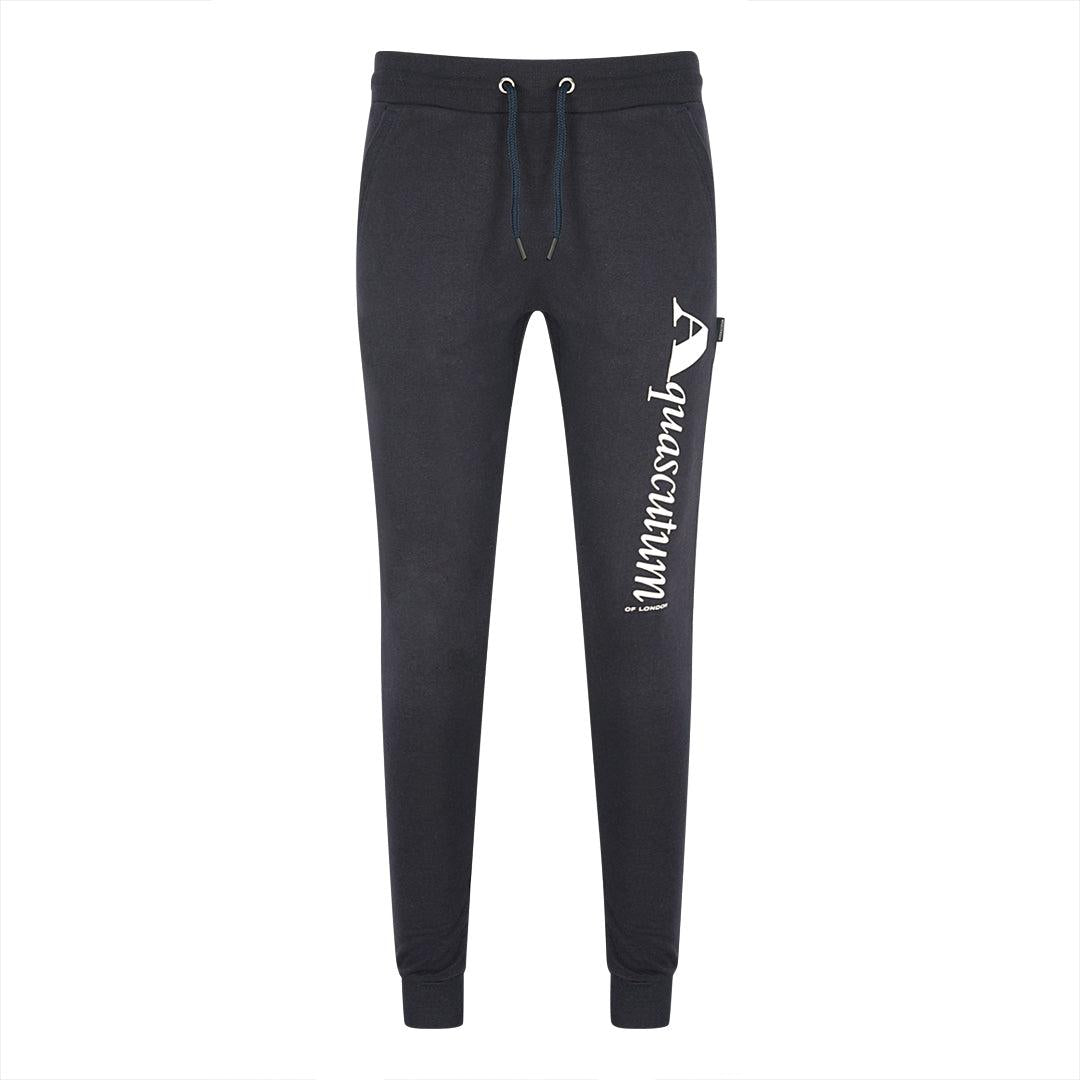 Navy - Front - Aquascutum Unisex Adult Logo Sweatpants