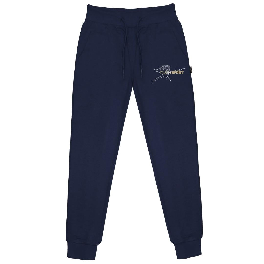 Navy Blue - Back - Plein Sport Unisex Adult Small Logo Sweatpants