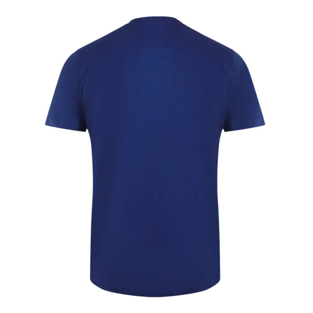 Blue - Back - Cavalli Class Mens Leopard Logo T-Shirt