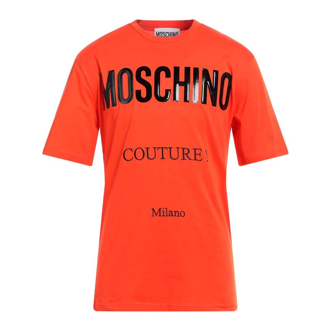 Orange - Front - Moschino Mens Couture Gloss Logo T-Shirt