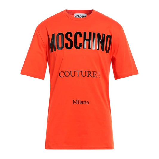 Orange - Front - Moschino Mens Couture Gloss Logo T-Shirt