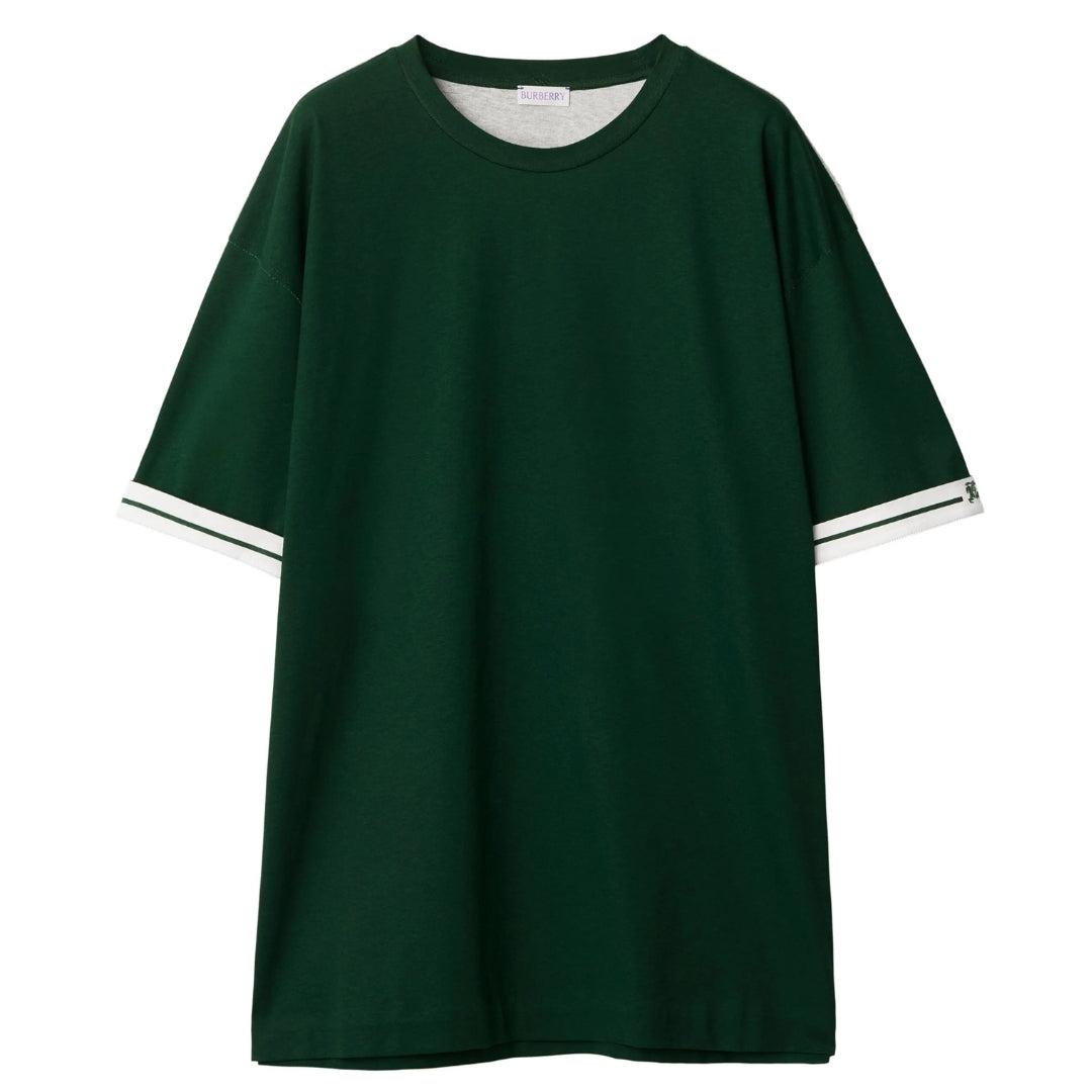 Dark Green - Front - Burberry Unisex Adult Stripe T-Shirt