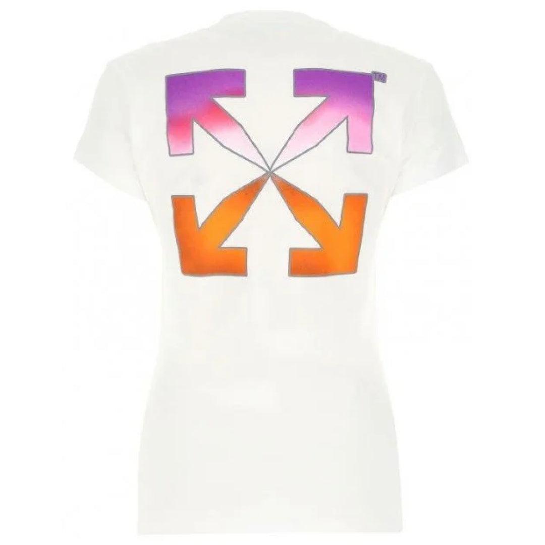White - Side - Off White Unisex Adult Gradient Logo Slim T-Shirt