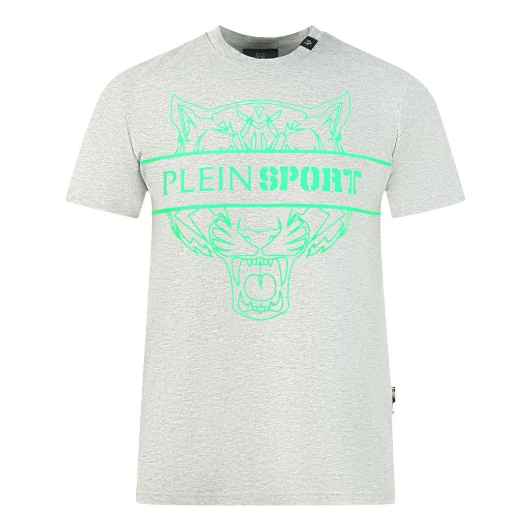 Grey - Front - Plein Sport Mens Tiger Head Logo T-Shirt