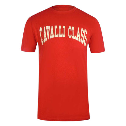 Red - Front - Cavalli Class Mens Varsity Logo T-Shirt
