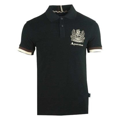 Black - Front - Aquascutum Mens Aldis Crest Logo Polo Shirt