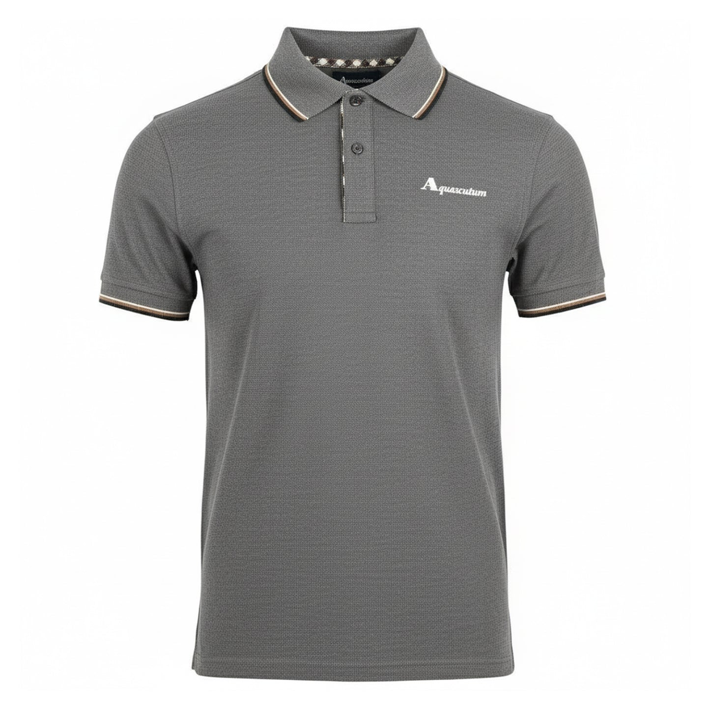 Grey - Front - Aquascutum Mens Tipped Polo Shirt