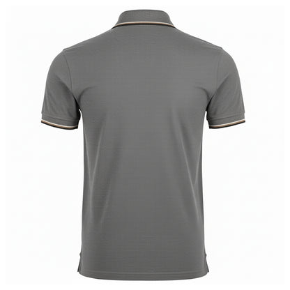 Grey - Back - Aquascutum Mens Tipped Polo Shirt