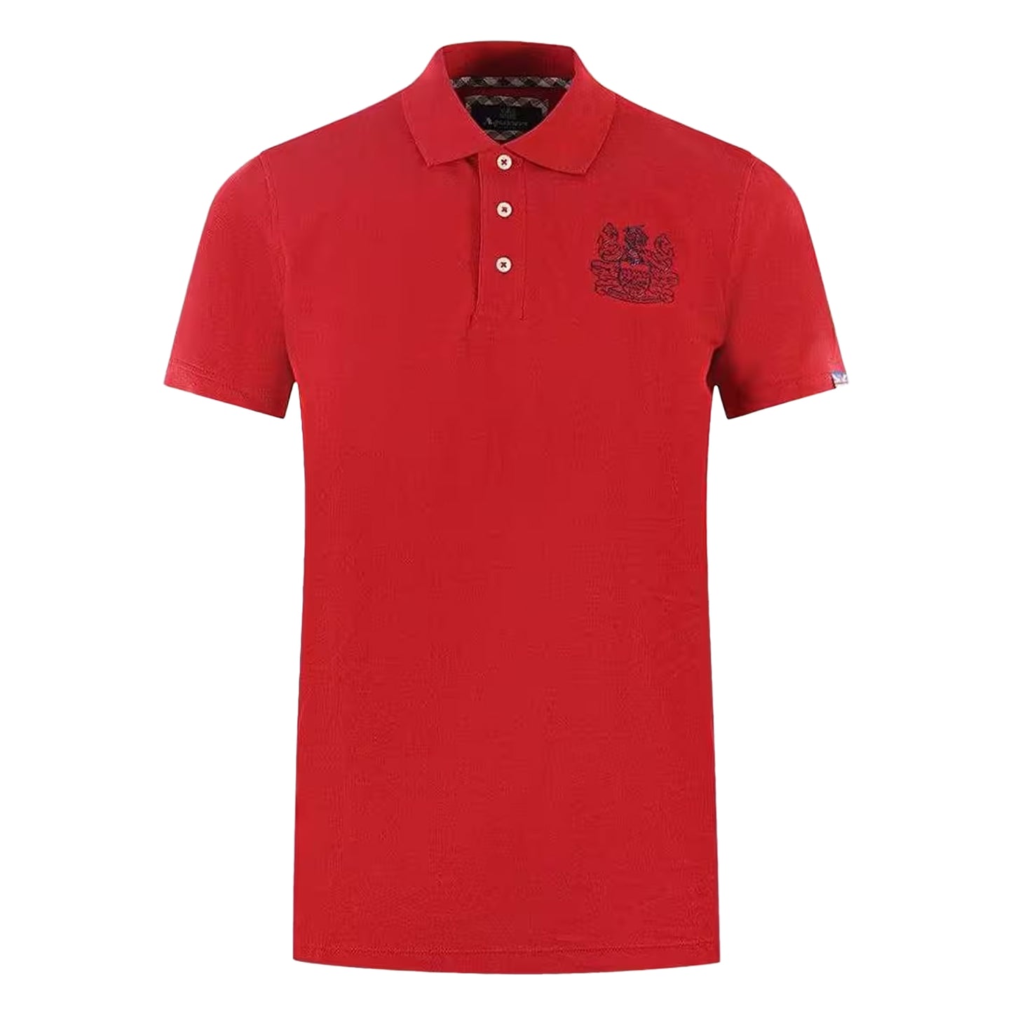 Red - Front - Aquascutum Mens Branded Collar Polo Shirt