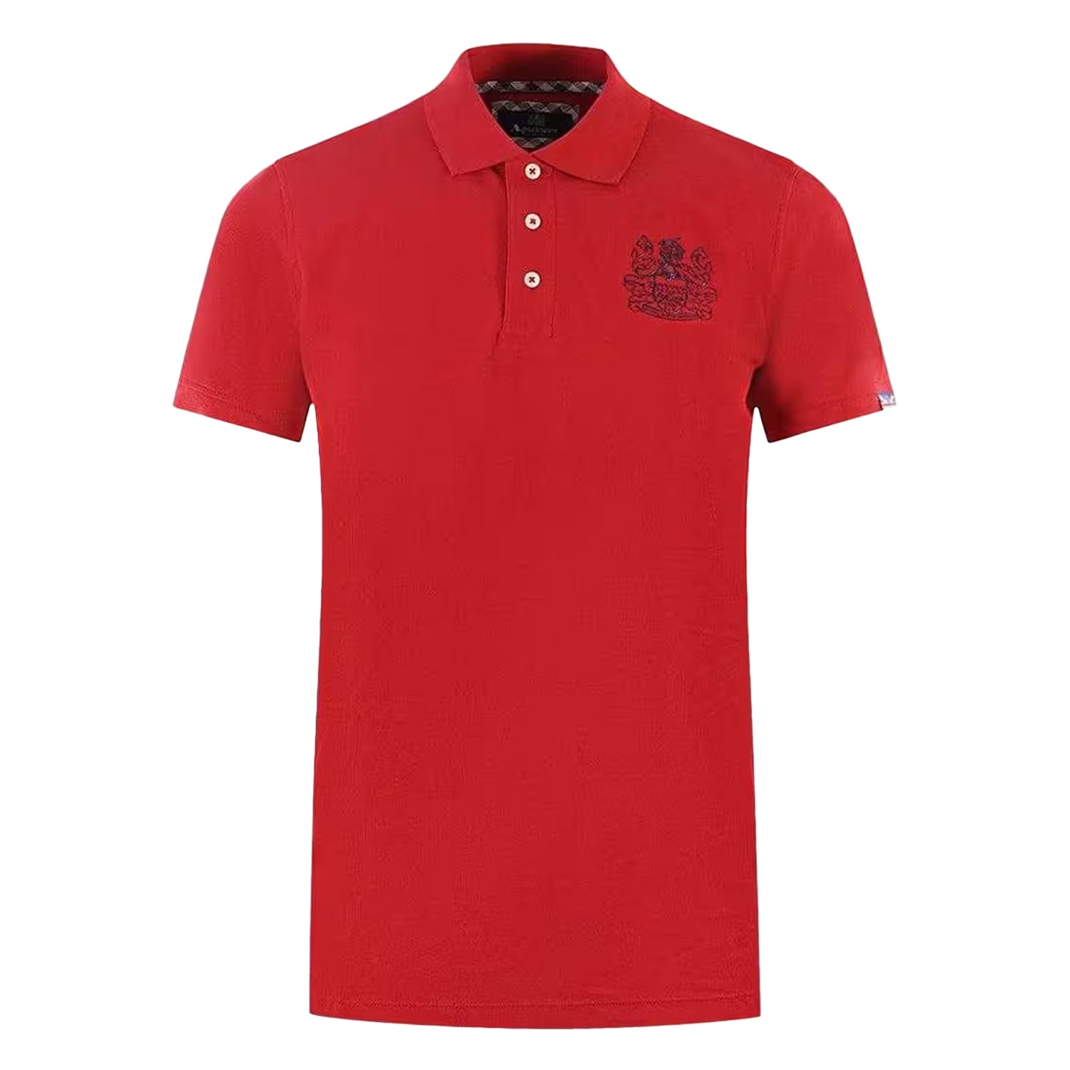 Red - Front - Aquascutum Mens Branded Collar Polo Shirt