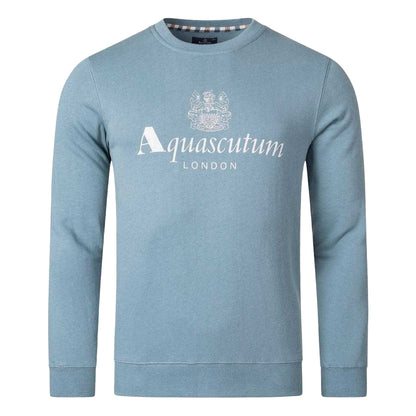 Blue - Front - Aquascutum Mens Big Logo Active Sweatshirt