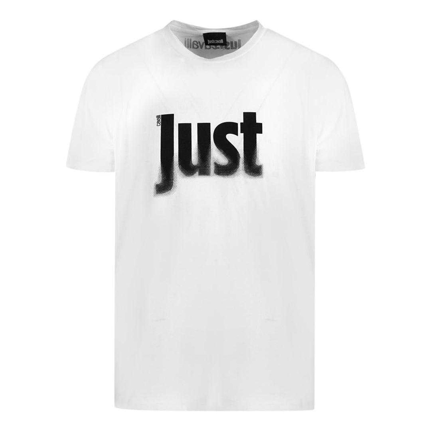 White - Front - Just Cavalli Mens Faded Logo T-Shirt